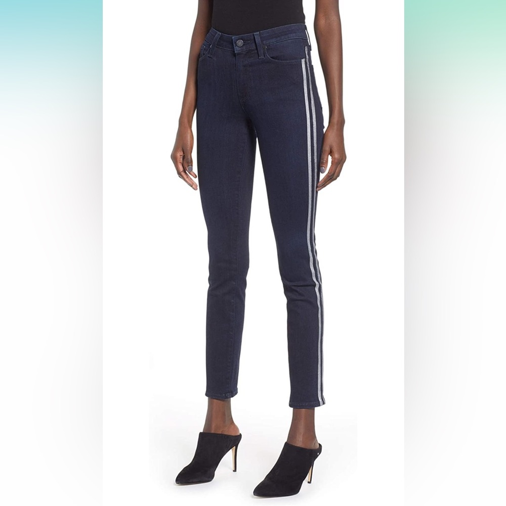 PAIGE Hoxton Transcend High Rise Skinny Fit Ankle Leg Jeans w/ Side Stripe NEW